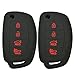 2Pcs Coolbestda Rubber 4buttons Flip Key Fob Remote Skin Cover Protector Keyless Entry Case for Hyundai Sonata Santa Fe Tucson Black
