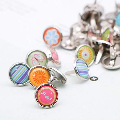 Timoo Round Paper Fasteners, 12MM Metal Brads Fasteners Mixed Colors Mini Brads for Scrapbooking Crafts DIY Paper, 100 Pcs