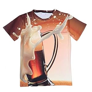 ABOOFAN Bier T-Shirt 3D Gedrukt Bierliefhebber Festival Feestkostuum Zomer Casual Top Tee Geel M
