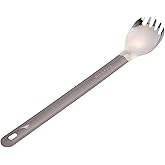 TOAKS Titanium Long Handle Spoon Spork with Polished Bowl Outdoor Camping Cutlery (SLV-14)