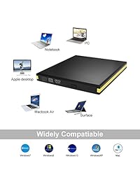 USB 3.0 Unidad de DVD externa, Beva portátil de CD Reproductor de Unidad de DVD externo Quemador lector grabador Disco para el computadora portátil Macbook Mac OS Windows 10 8 7 XP Vista