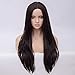 Tsnomore 24 Inches Loose Curly Wavy Dark Brown Yaki Middle Part Women Wig