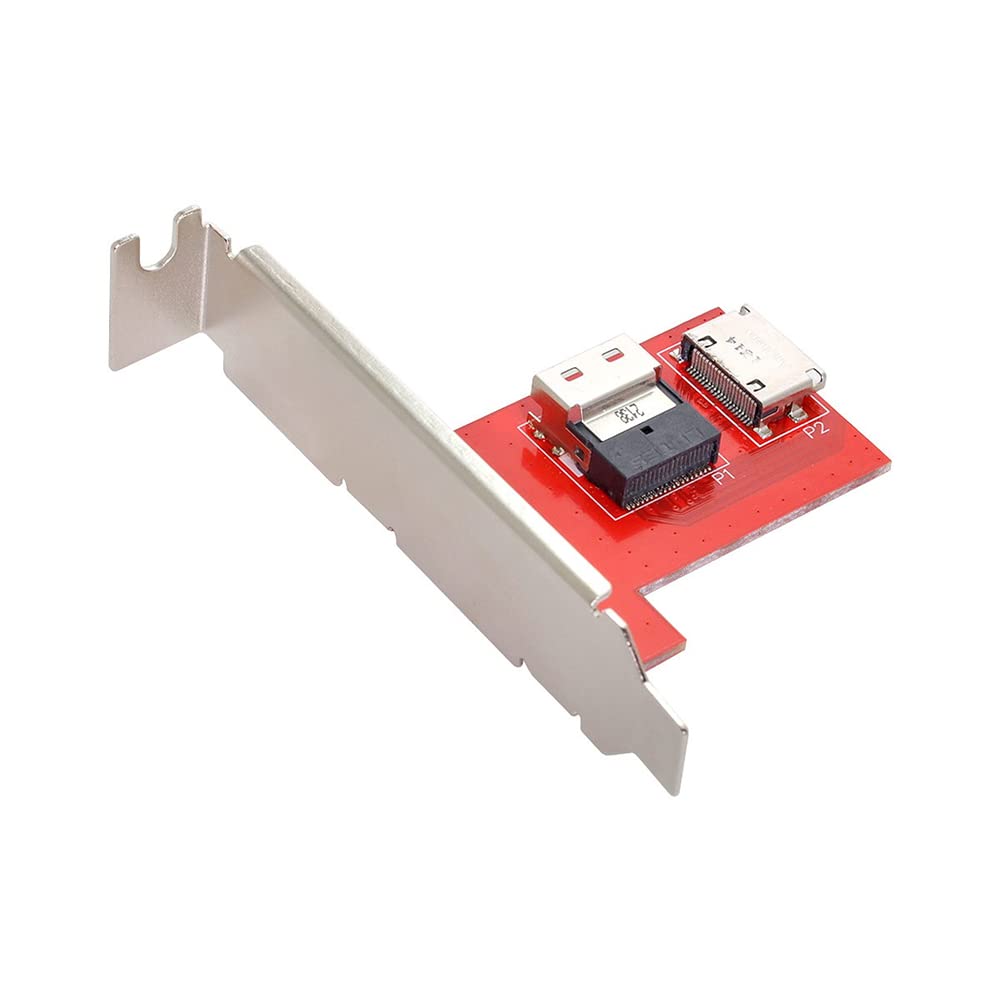NFHK PCI-Express 4.0 Slimline SAS SFF-8654 to Oculink SFF-8611 SFF-8612 PCBA Female Adapter With Bracket
