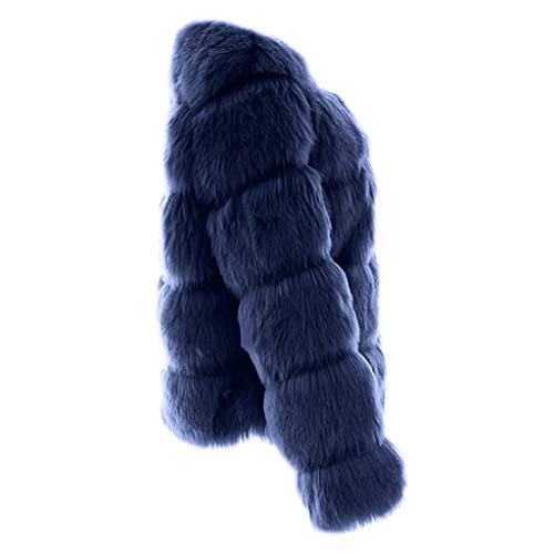 Bravetoshop Women's Winter Faux Fur Cardigan Jackets Warm Thickened Outerwear Coat Loose Long Overcoat(Blue,L)