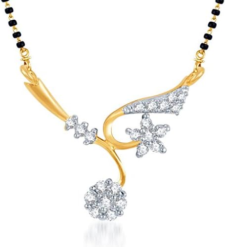 Elegant Wedding CZ Gold and Rhodium Plated Mangalsutra Pendant Fashion Jewellery India
