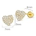 14k Gold Plated Brass Domed Heart Cubic Zirconia Screwback Girls Earrings with Sterling Silver Post