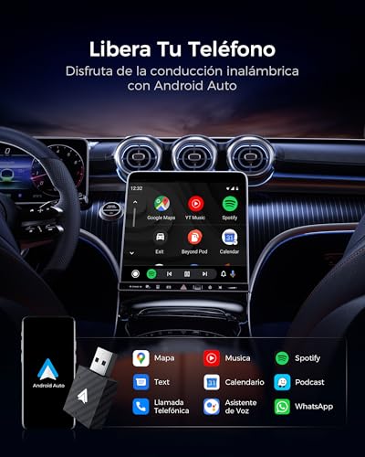 WityEye Wireless Android Auto Adapter, Bluetooth V5.3 Stable Connection, 5.8GHz High Speed WiFi, USB A/C, for Android 11+ Smartphone, Converts Wired Connection to Wireless