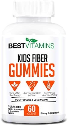 Best Kids Fiber Gummies by Best Vitamins: Non-GMO, Vegan and Gluten Free Kids Fiber Supplement to Aid Digestion, Improve Gut Health and Slow Down Stomach Aches, Sugar-Free Multi Flavor, 60 Chews