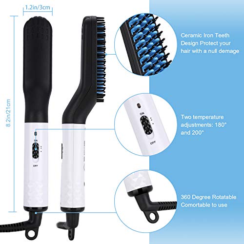 Beard Straightener for Men, Vimpro Multifunctional Electric Hot Comb and Beard Straightening Brush Hair Straightening Comb with Dual Voltage 110-240V Great for Travel