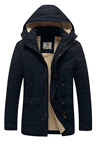 Wenven men s winter washed cotton sherpa lined parka ja…