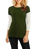 Allegra K Women Color Block Side-Slit Paneled Slim Fit Ribbed Top Green M