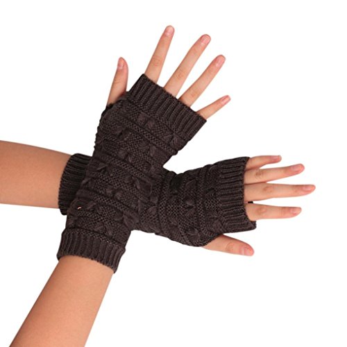 Charberry Fashion Arm Fingerless Winter Unisex Soft Warm Mitten Gloves (Dark Gray)