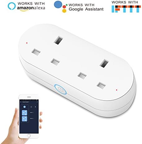 WiFi Smart Plug, JOMARTO Smart Dual Socket Compatible with Alexa, Google Home and IFTTT, Remote Control Your Device from Anywhere with Timer Function, No Hub Required