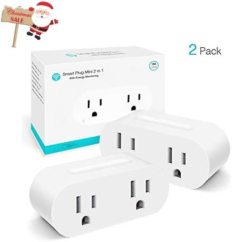 Wifi Smart Plug - Yooker Mini Dual Outlets Socket with Energy Monitor, Compatible with Alexa Echo, Google Home and IFTTT - [Upgraded Version] - 2 Pack