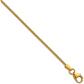 JewelryWeb 14k Yellow Gold Polished and Sparkle-Cut 1.2mm Solid Spiga Chain Necklace 18 Inch Chain Necklace for Women and Men