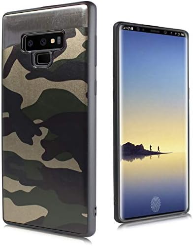 for Samsung Galaxy Note 9 (2018 Release) SM-N960U Carbon Fiber Metal Car Mount Built in Magnet Plate Backing Shockproof Slim Case (Army Camo)