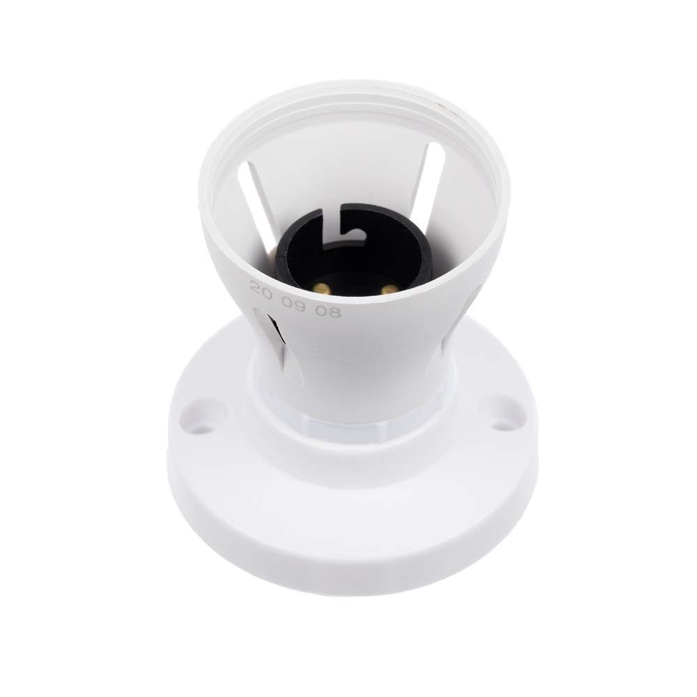 Invero Straight Bayonet Batten Ceiling Rose Lamp Holder 5 Amp for use with Light Bulb BC B22 Socket - White