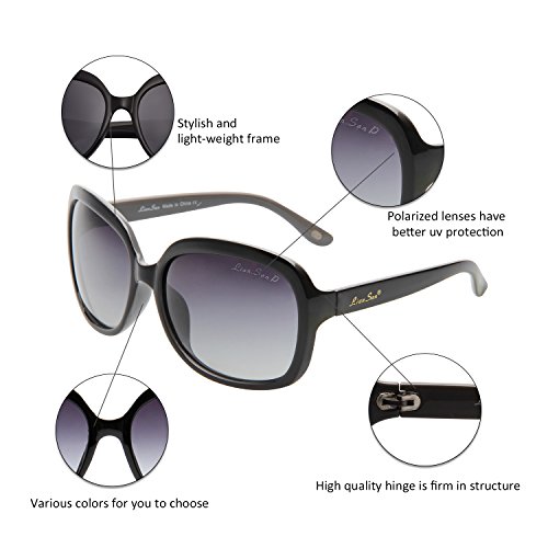 LianSan Oversized Womens Sunglasses Polarized uv Protection Simple Sunglasses LSP301(black frame gradient black lenses)