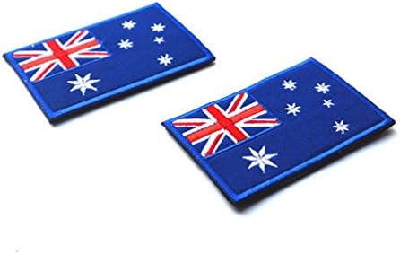 HFDA 2 piece Different Country Flags Patch - Tactical Combat Bagde Military Hook and Loop Badge Embroidered Velcro Morale Patch (Australia)