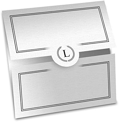 Monogram Stationery Cards, Initial L - Elegant Style (Boxed Set of 12 Blank Cards - Envelopes Included)
