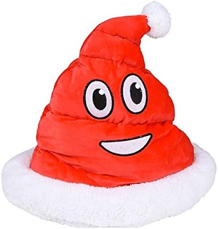 Novelty Treasures Festive Emoji Santa Poop Hat Plush Christmas Holiday Party Headpiece