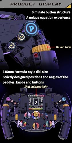 Pagotho Racing Simulator - Steering Wheel Building Game, STEM Engineering Toy with Function Buttons, Display Panel and Shift Levers, Adult Gift (A)