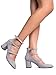 J. Adams Mimosa Mary Jane Strap Heel - Strappy Low Ankle Heel - Comfort Casual Pumps for Work Party