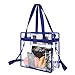 BAGAIL Clear Bags 12x6x12 Stadium Approved Clear Tote Bag with Zipper Closure Crossbody Shoulder Bag with Adjustable Strap(RoyalBlue)