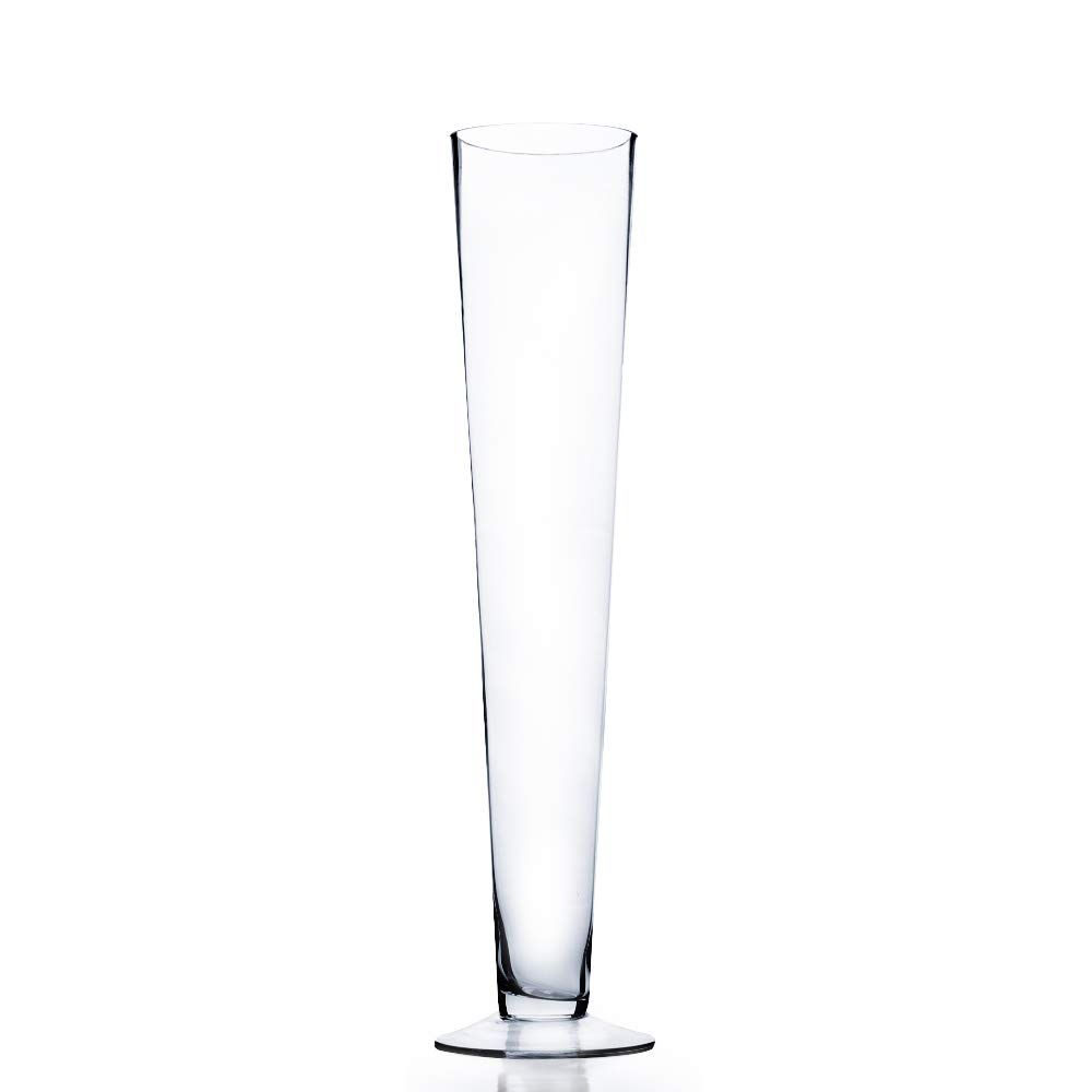 WGV Trumpet Glass Vase, Open 4", Height 20", Clear Pilsner Vase, Candle Holder, Floral Container, 1 Piece