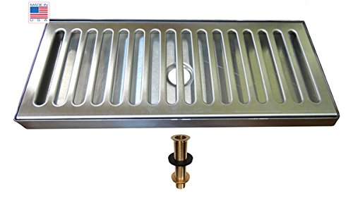 Bev Rite CDT125D 12 X 5 SS Draft Beer Drip Tray with Drain, 12" X 5", Stainless Steel