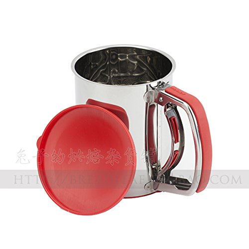 Astra Gourmet Stainless Steel Flour Sifter Sieve with Lid and Bottom Cover, Icing and Sugar Sifter(Red)