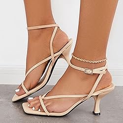 PiePieBuy Womens Kitten Heel Sandals Square Open