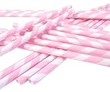 Bella Cupcake Couture Paper Straw, Soft Pink/White Stripes Pack of 24