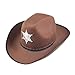 IDS Home Halloween Brown Sheriff Cowboy Hat Felt with Star Badge Cosplay Costumes Party Cap