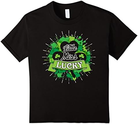 Kids Little Miss Lucky T-shirt Patrick's Day Women 4 Black