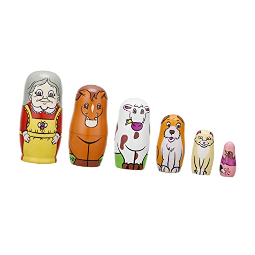 KONTONTY 6Pcs Grandmother Pattern Nesting Doll Colorful Hand Painted Russian Matryoshka for Adorable Decorative Stacking Dolls for Friends and Family