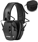 ZOHAN EM054 Electronic Shooting Earmuff, Professional Sound Amplification Noise Reduction Muff, Perfect for Shooting & Hunting - Black with Case