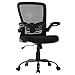 Ergonomic Office Chair Cheap Desk Chair Mesh Computer Chair with Lumbar Support Flip Up Arms Swivel Rolling Adjustable Mid Back Computer Chair for Women Men Adults,Black