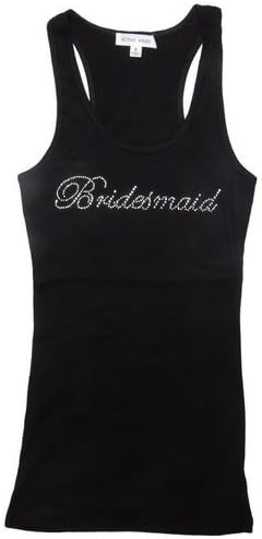 Crystal Bridesmaid Script Tank Top (Small, Black)