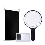 BEST Large Magnifier Set with Magnifying Glass with 12 LED Lights, Credit Card Size Magnifier and Storage Bag- Best 5.5 INCH Handheld Portable Magnification 1.8x, 5x