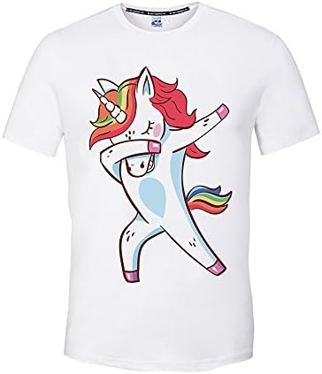 Miazoe Men's Fashion 3D Printing Crewneck Short-sleeve T-Shirt White XL