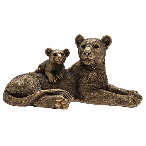 The Leonardo Collection LP46003 Reflections Bronzed Lioness with Lion Cub Ornament, 23x13x11cm