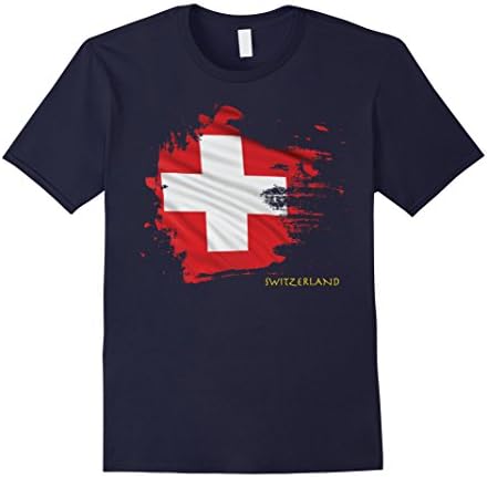 Mens Switzerland Flag shirt ~ Proud Swiss tee 2XL Navy