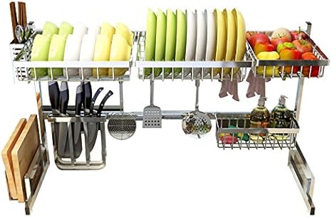 Amazon Yazi シンク上 水切りラック 304ステンレス鋼 食器乾燥ラック 2段 キッチン収納ラック 滑り止め吸盤付 食器洗いカゴ 耐久性抜群 多機能食器棚 取り扱い説明書付 人気キッチン用品 304ステンレス鋼 85cm F 水切りラック オンライン通販