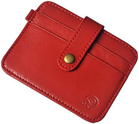 Erfhj Leather buckle design business card holder ladies men's credit card package,Red