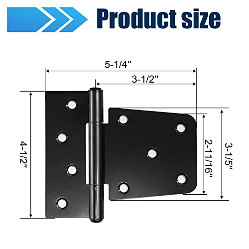 Heavy Duty Gate Hinges, Black Iron 3.5 Inch Door Hinges For Wood Shed