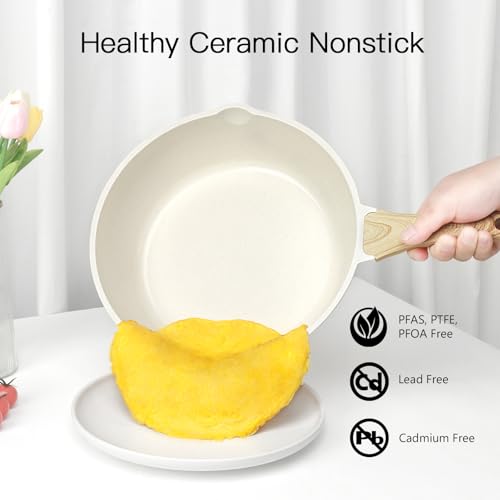 GiPP Ceramic Coating Pots and Pans Set Non Stick - 22Pcs Nonstick Cookware Set, Non-toxic Healthy Kitchen Cooking Set w/Frying Pans Set, Dishwasher Safe, PFAS PTFE PFOA PFOS Free (White)