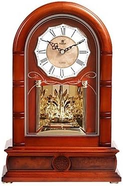 qinxi 15H Elegant European Retro Style Solid Wood Border Crystalline Pendulum Music Super Mute Tabletop Clock