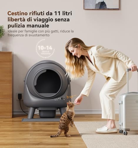 FEELNEEDY Self-Cleaning Cat Litter Tray for Cats, Anti-Trap/Triple Anti-Odor/Safety/APP Control/Easy to Clean and Assemble, Large 65L Ldeale for Multi Cats