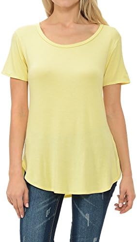 Shamaim Womens Short Sleeve Modal T shirt Crew Neck Tunic top Banana Large